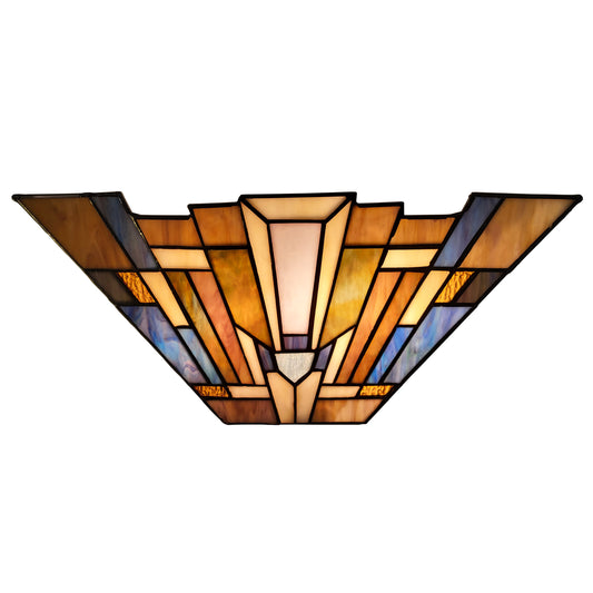 Stained Glass Wall Sconce, 2-Light Tiffany-Style Wall Sconce- JW1628 – 16” x 7” x 4”