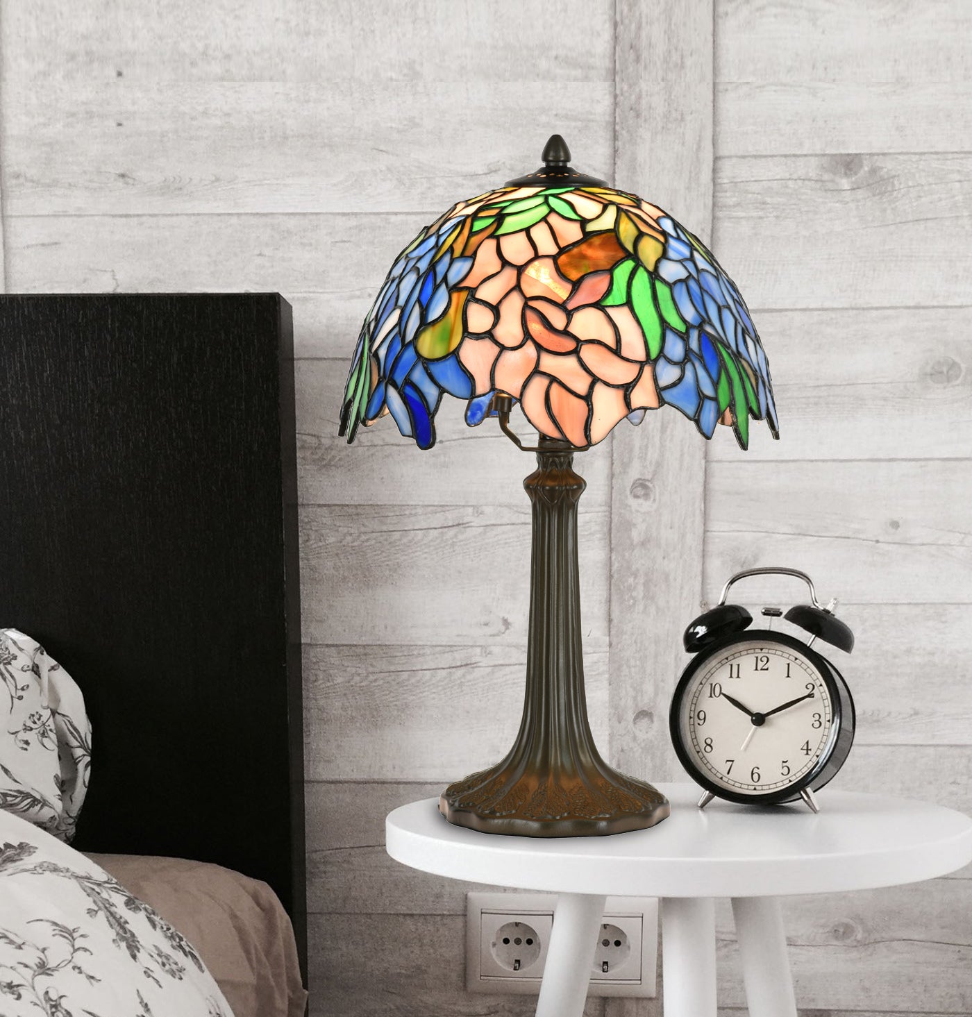 Hyacinth Tiffany Stained Glass Bedside Table Lamp, KT1012