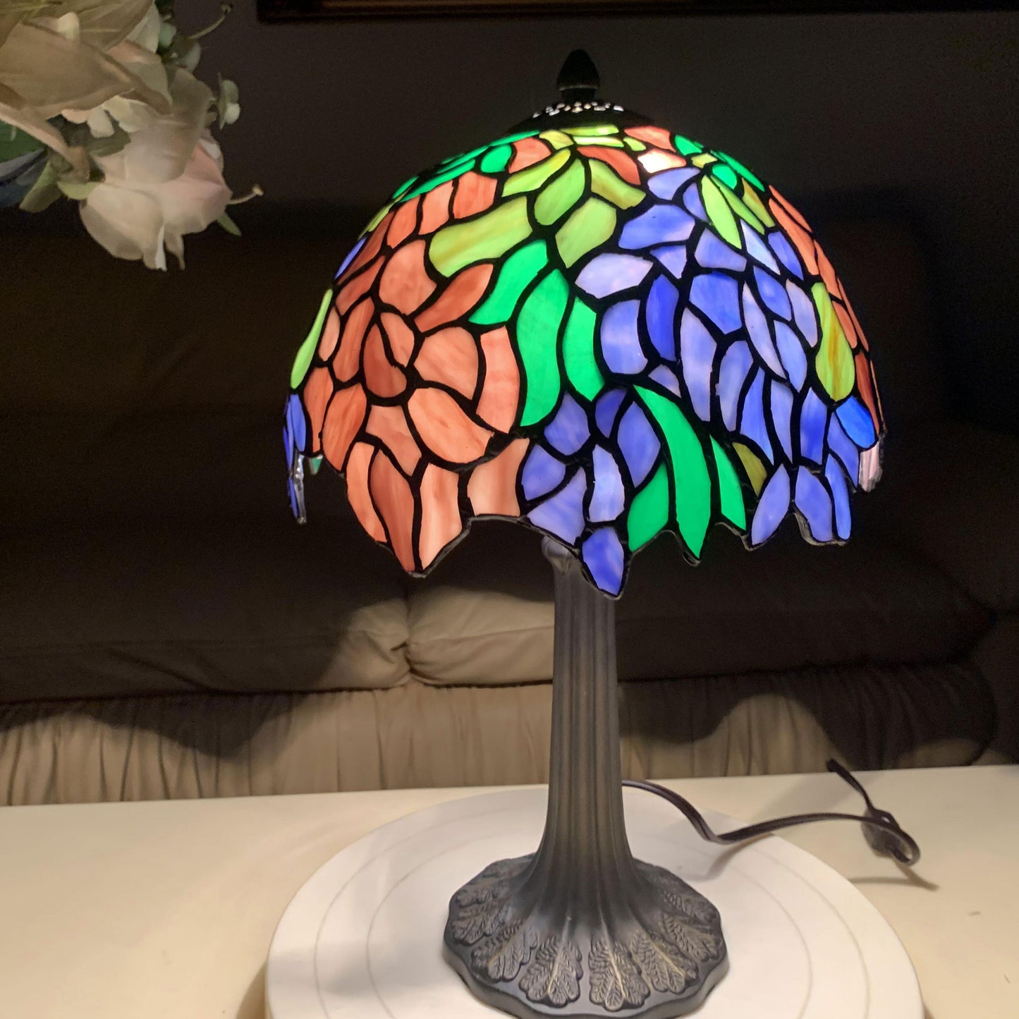Hyacinth Tiffany Stained Glass Bedside Table Lamp, KT1012