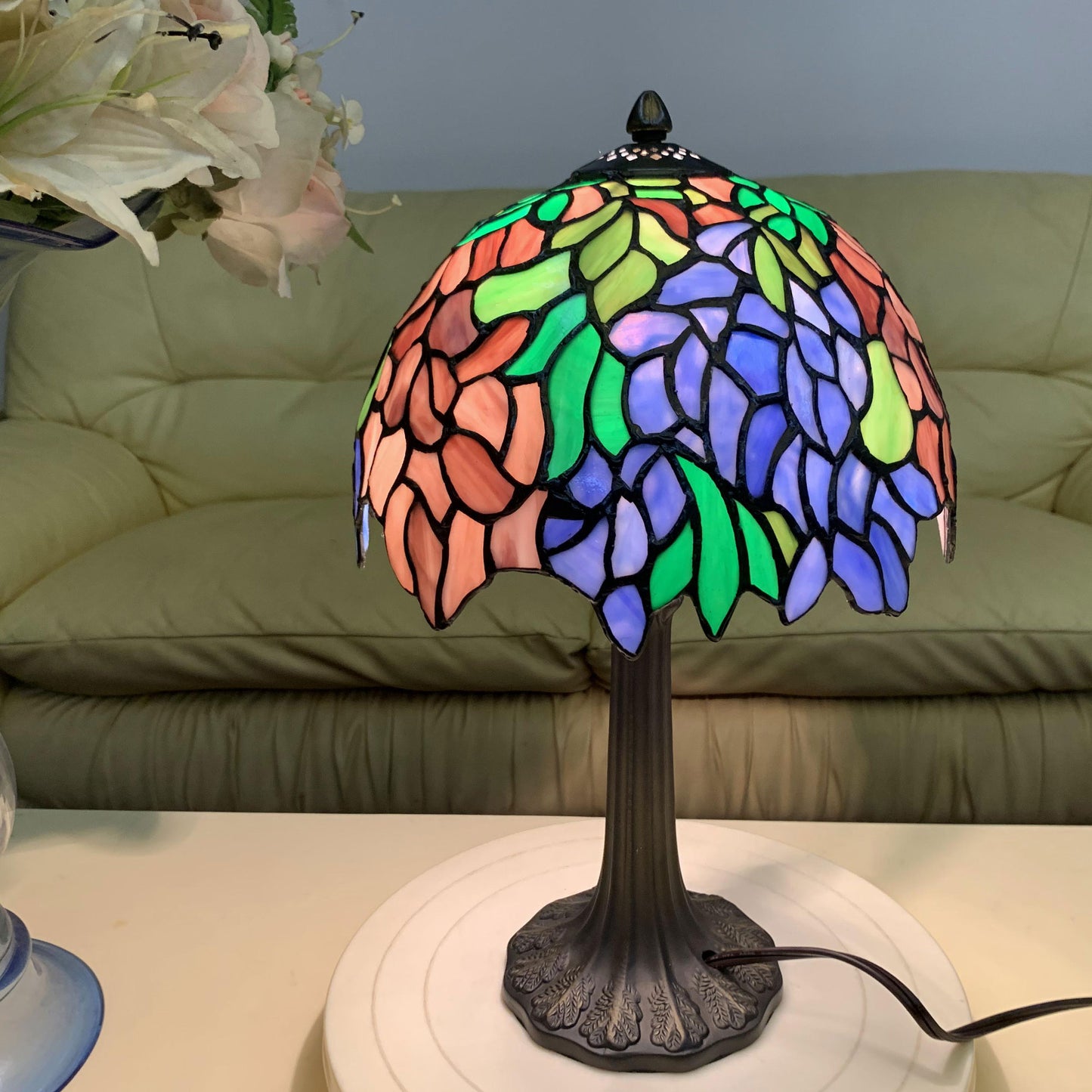 Hyacinth Tiffany Stained Glass Bedside Table Lamp, KT1012