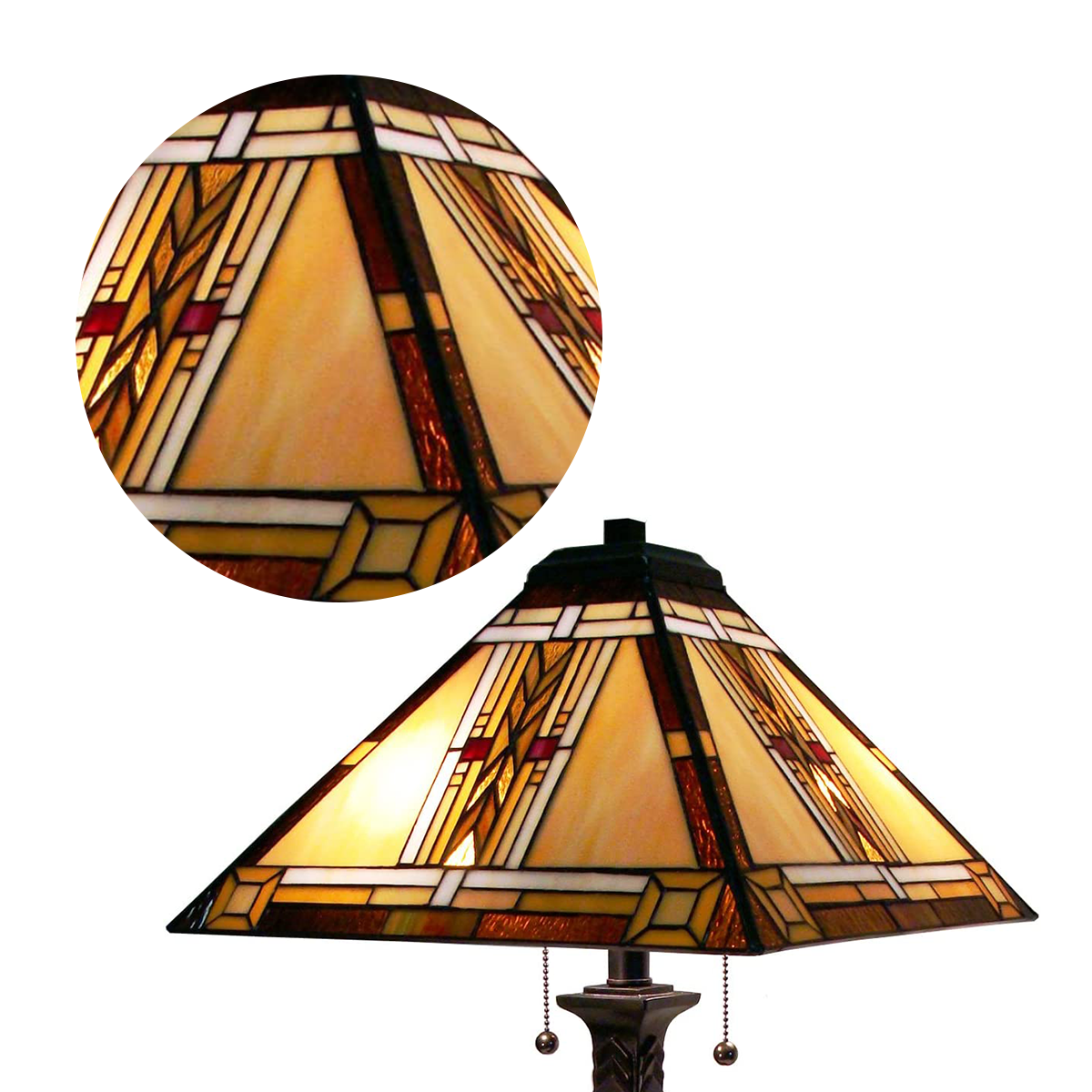 Fiora Tiffany Stained Glass Mission Table Lamp, M1683