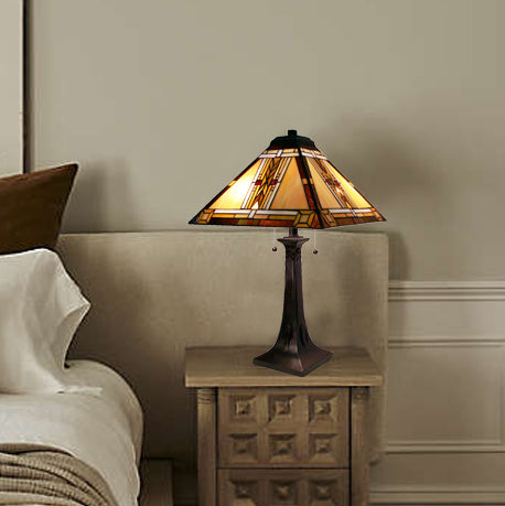 Fiora Tiffany Stained Glass Mission Table Lamp, M1683