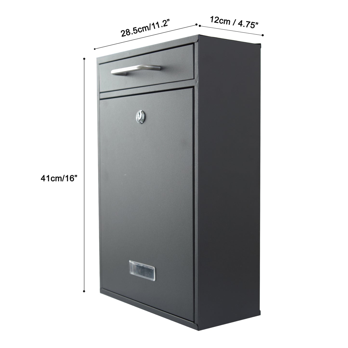 Valencia Wall Mounted Mailbox, Black Sand Grain, MA36a