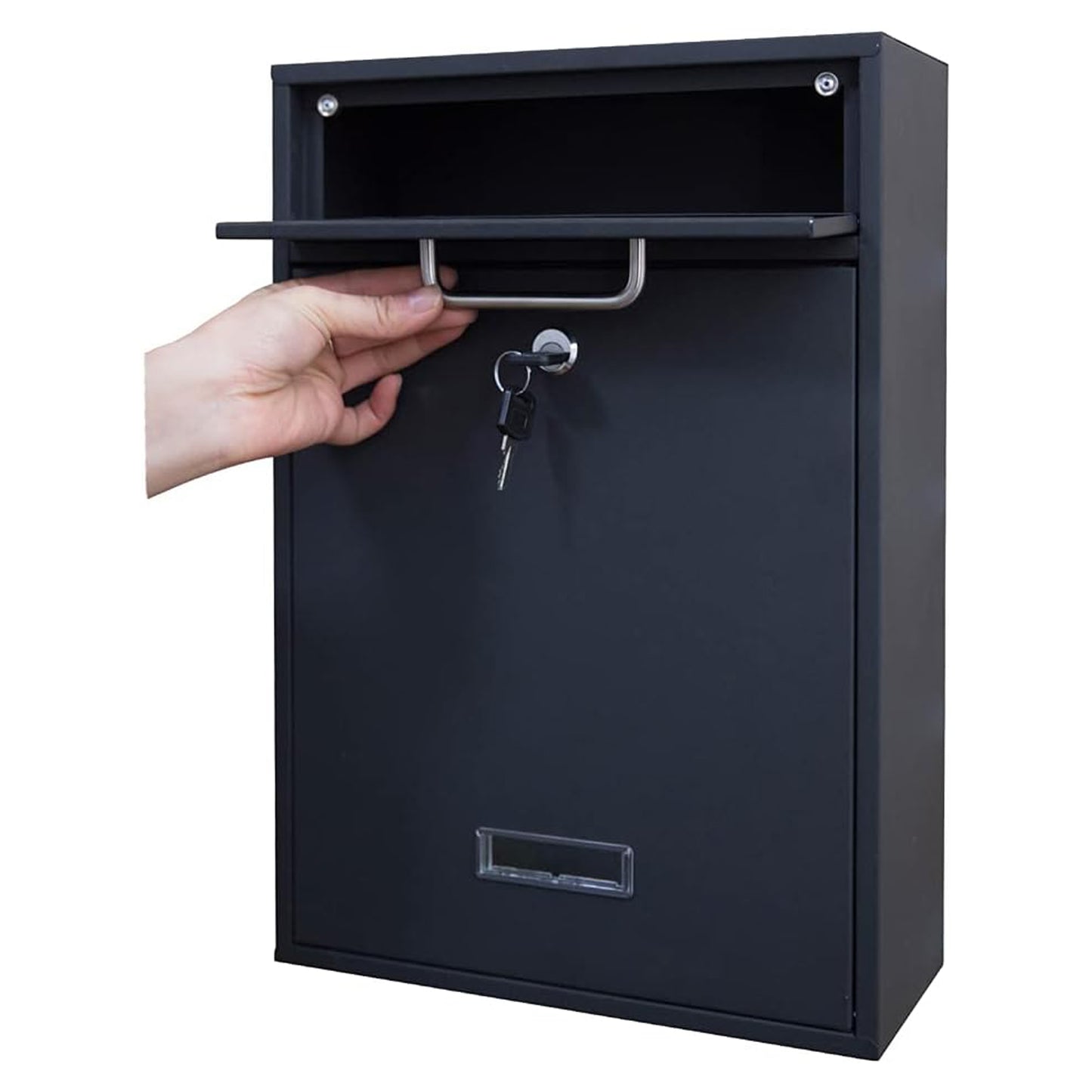 Valencia Wall Mounted Mailbox, Black Sand Grain, MA36a