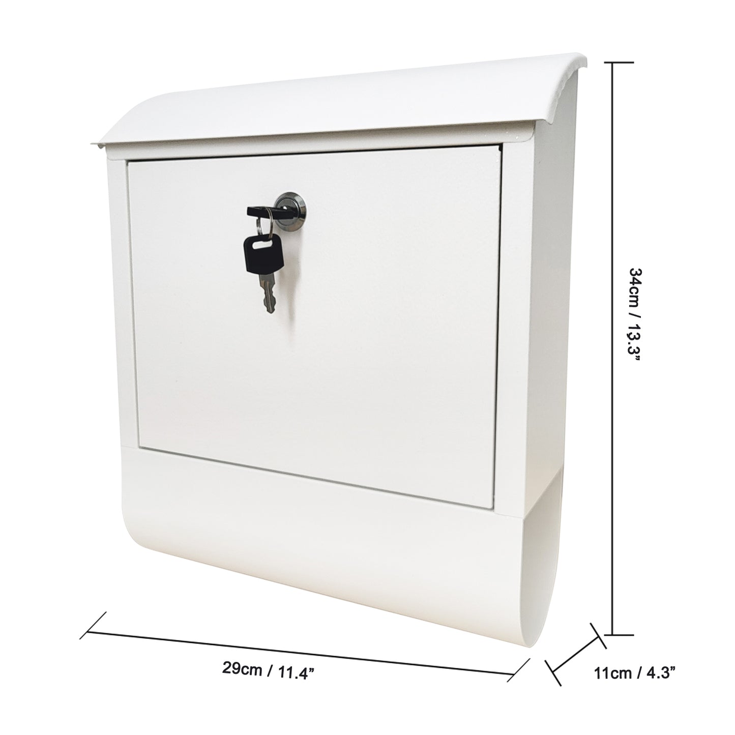 Ultimate Secure Wall Mounted Locking Steel Mailbox, MD10W (White)