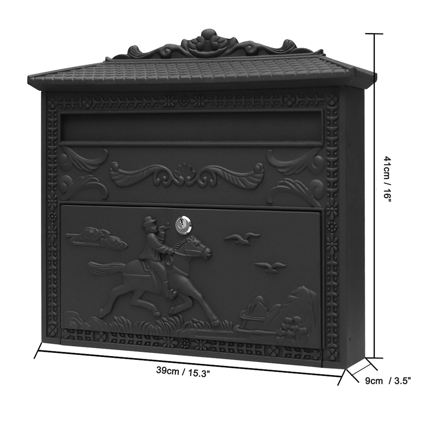 Miano Outdoor Secure Wall Mounted Locking Steel Mailbox, ME06