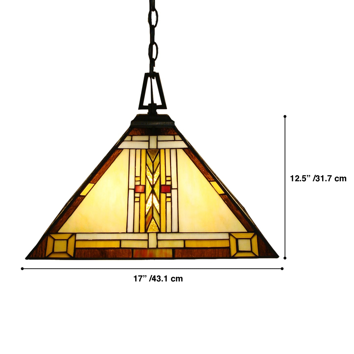 Fine Art Lighting Tiffany-Style Stained Glass ML1783 292 Glass Cuts Tiffany Pendent, 17 x 12.5inch