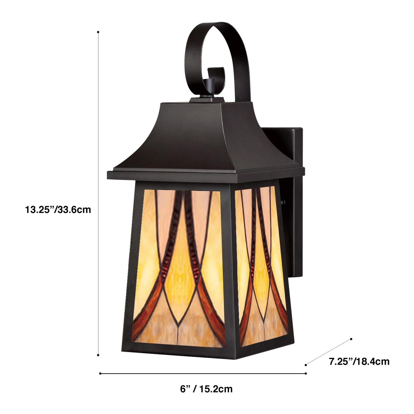 Classic Outdoor stained glass Wall Sconce, with Aluminum   Frame  OD1046