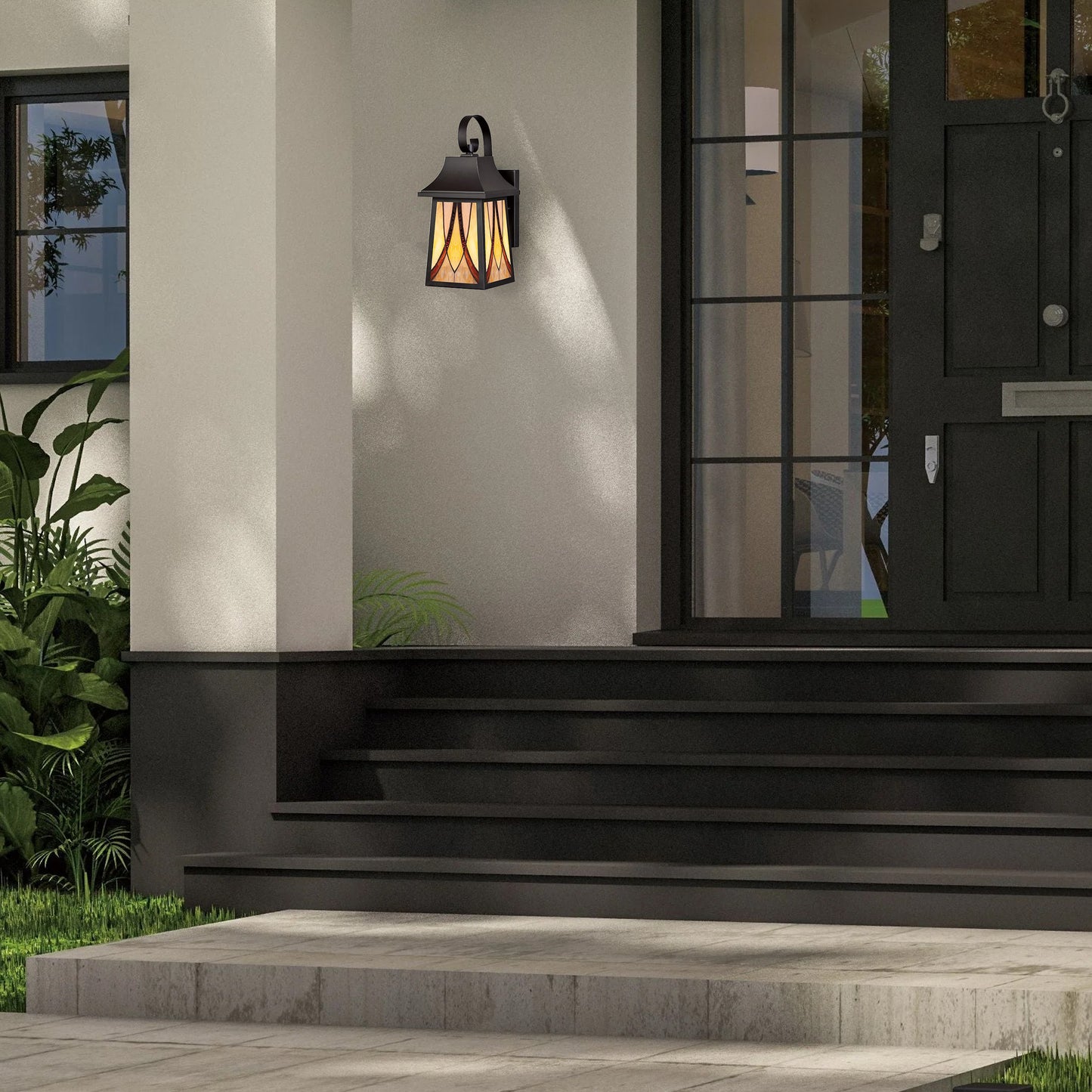 Classic Outdoor stained glass Wall Sconce, with Aluminum   Frame  OD1046
