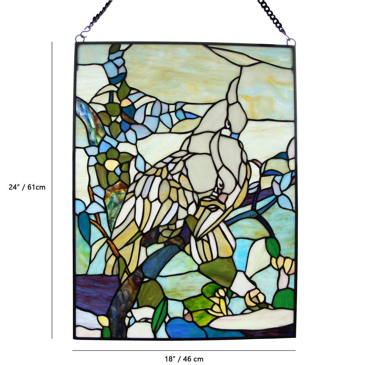 Blue Jay Tiffany-Style Hanging Window Panel, P90