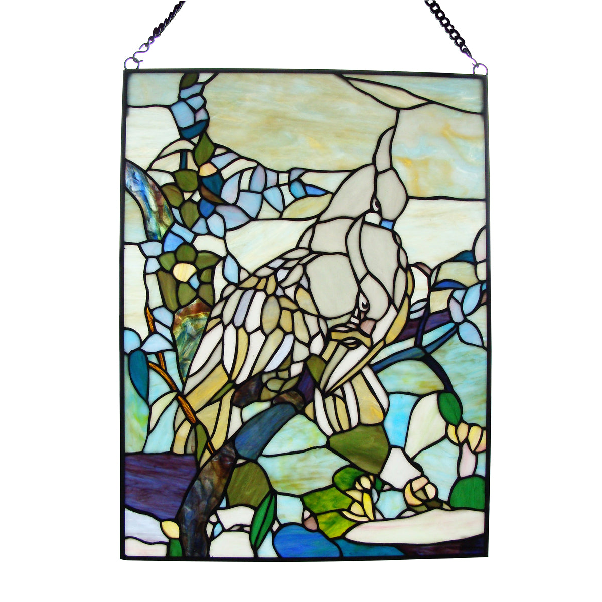 Blue Jay Tiffany-Style Hanging Window Panel, P90
