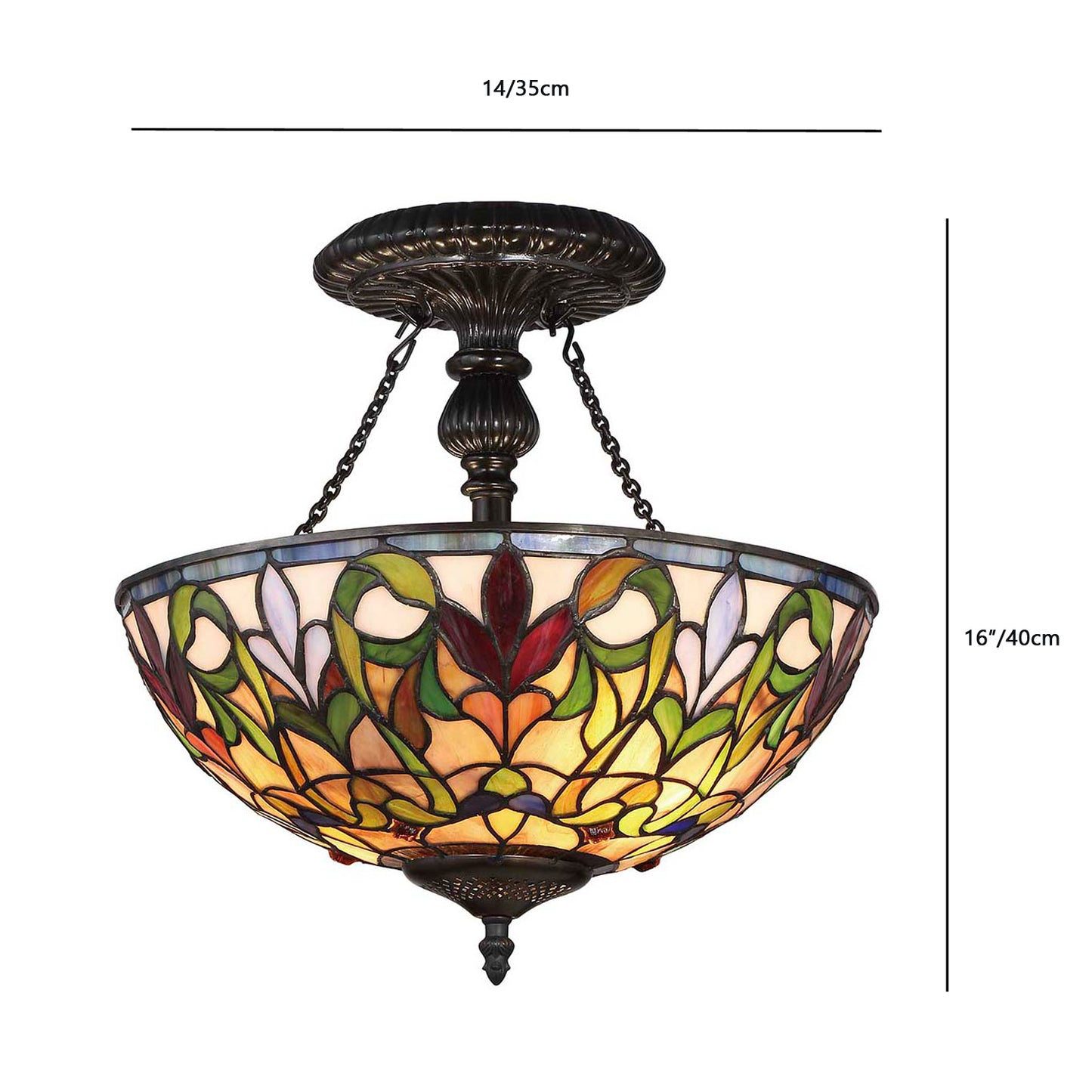 Florence Semi-Flush Mount Tiffany Ceiling Lamp, S1438