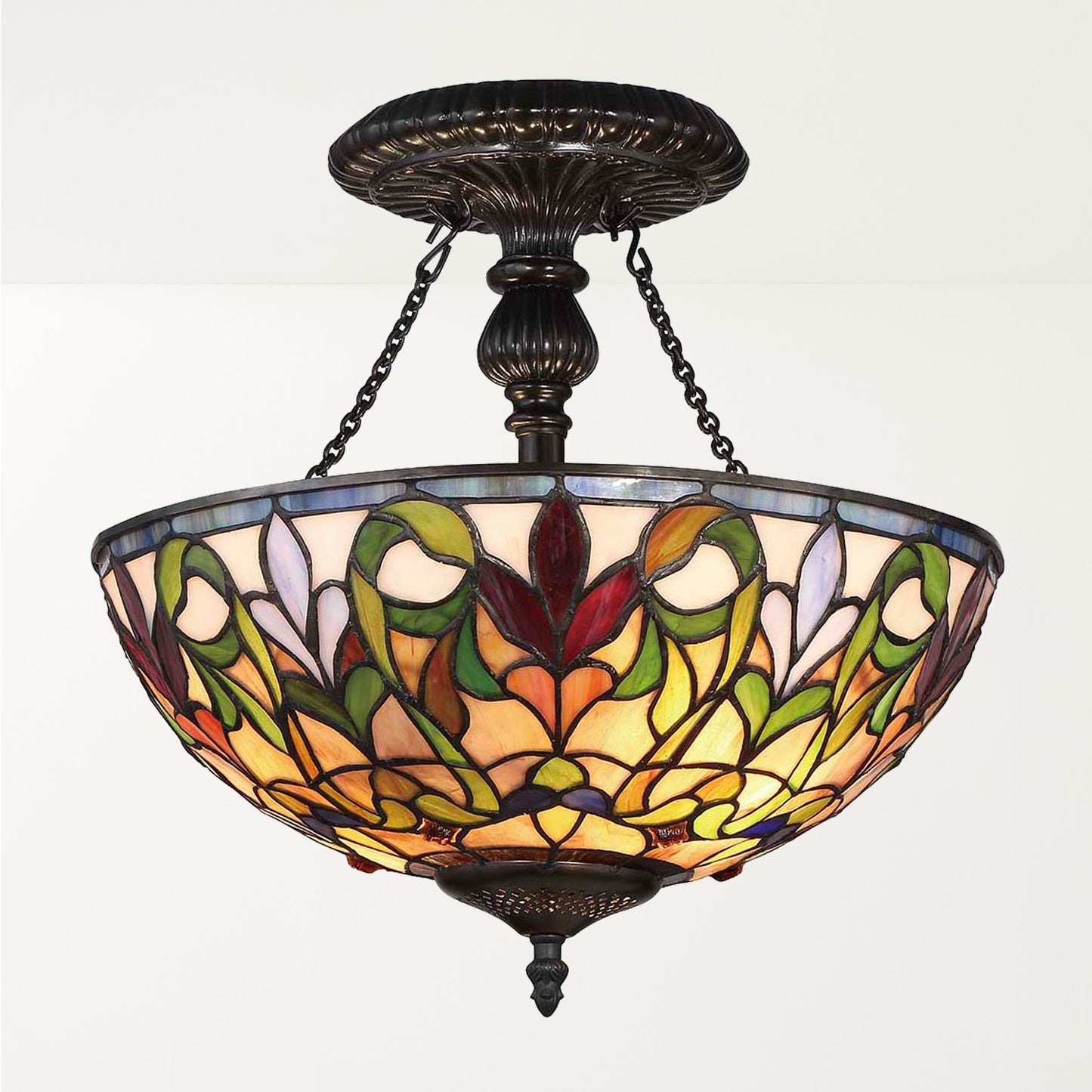Florence Semi-Flush Mount Tiffany Ceiling Lamp, S1438