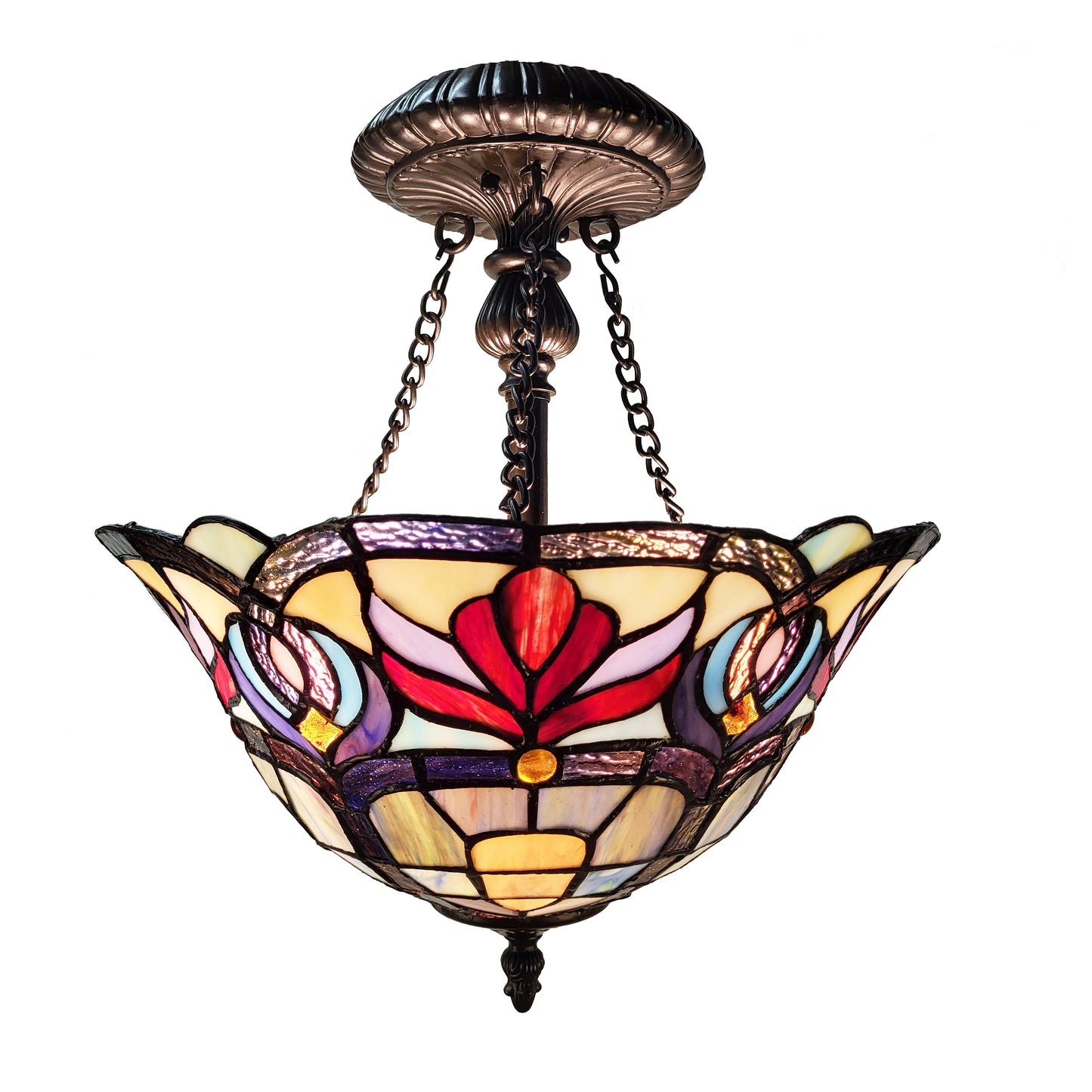 Florence Semi-Flush Mount Tiffany Ceiling Lamp, S1456
