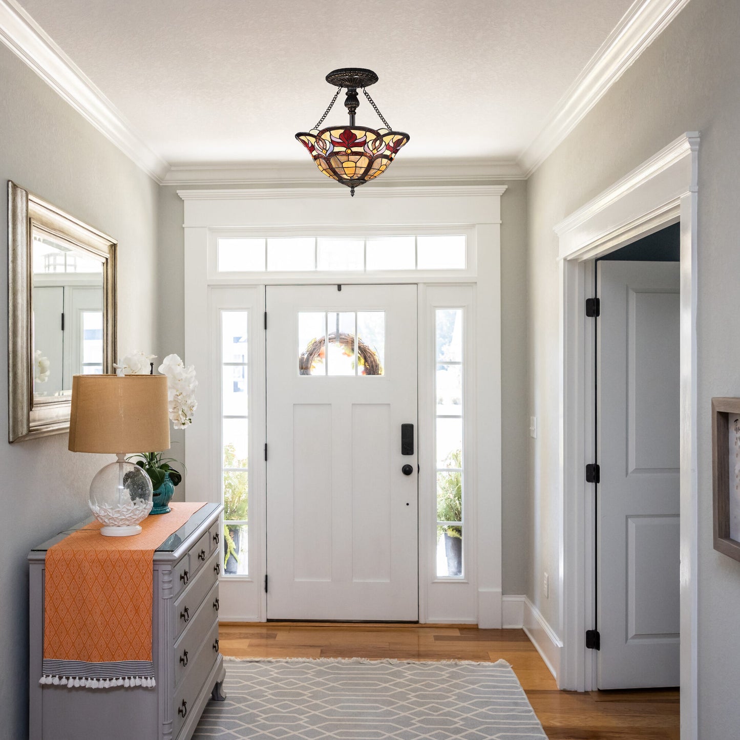 Florence Semi-Flush Mount Tiffany Ceiling Lamp, S1456