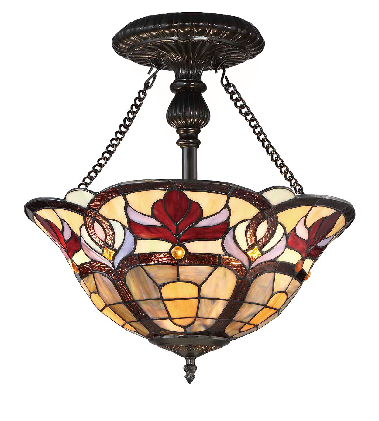 Florence Semi-Flush Mount Tiffany Ceiling Lamp, S1456