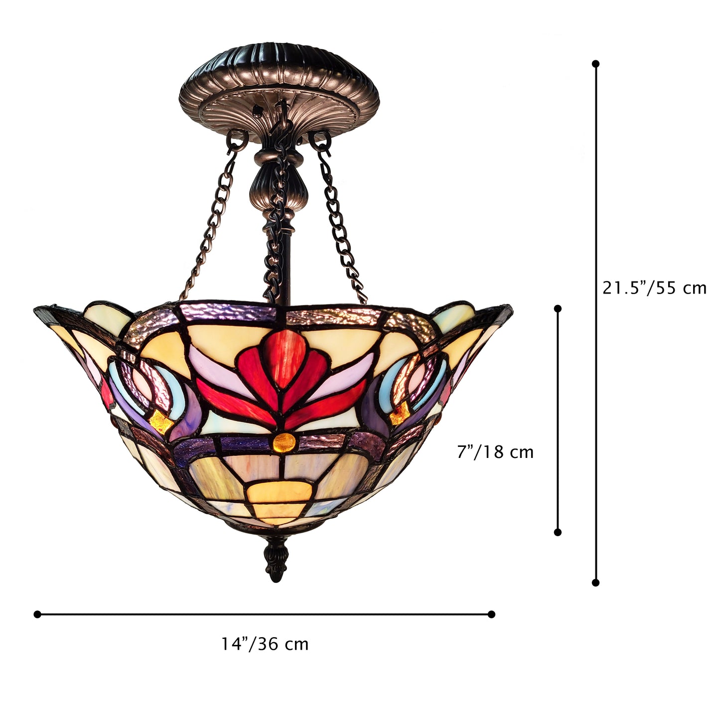Florence Semi-Flush Mount Tiffany Ceiling Lamp, S1456