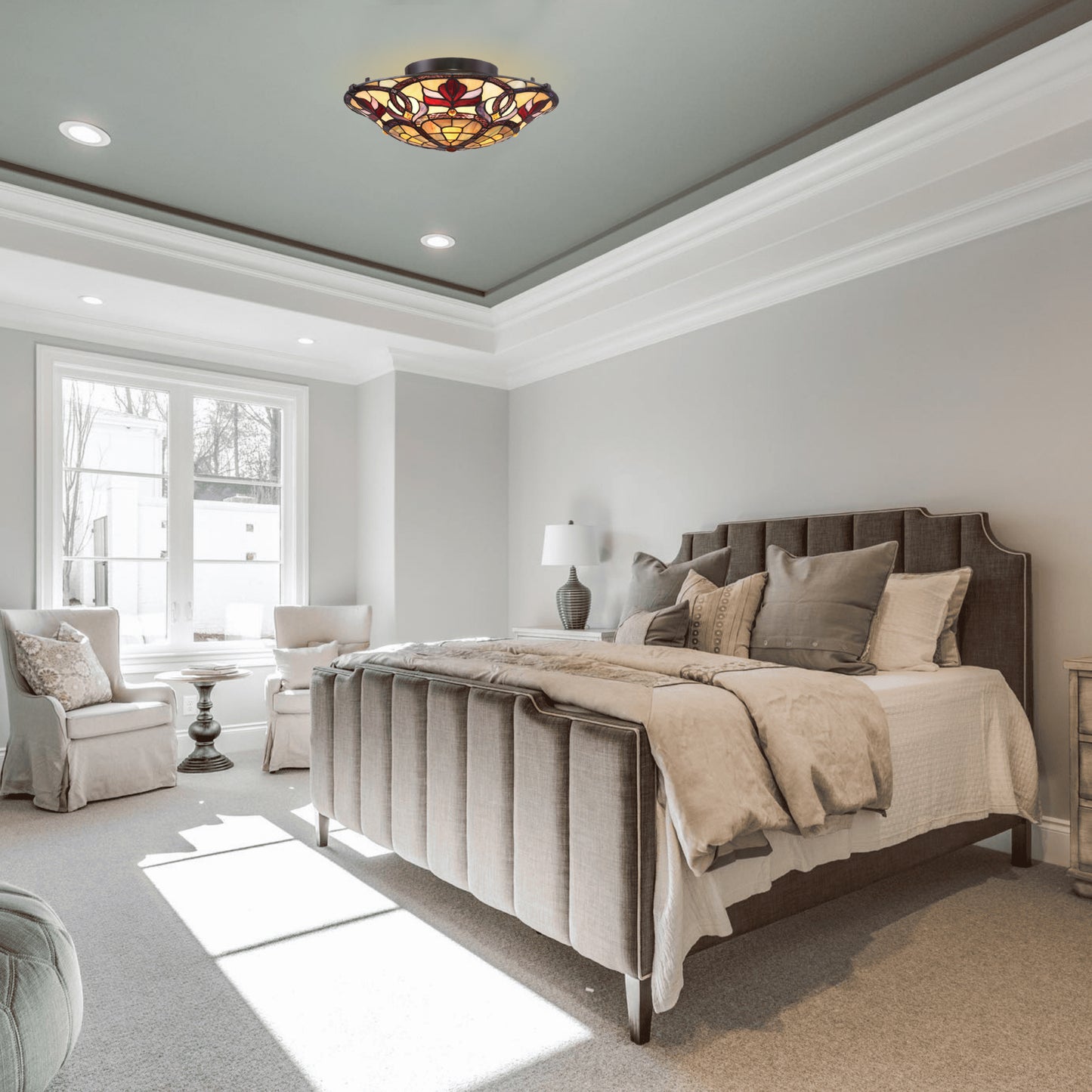 Florence Stained Glass Ceiling Light, S1656