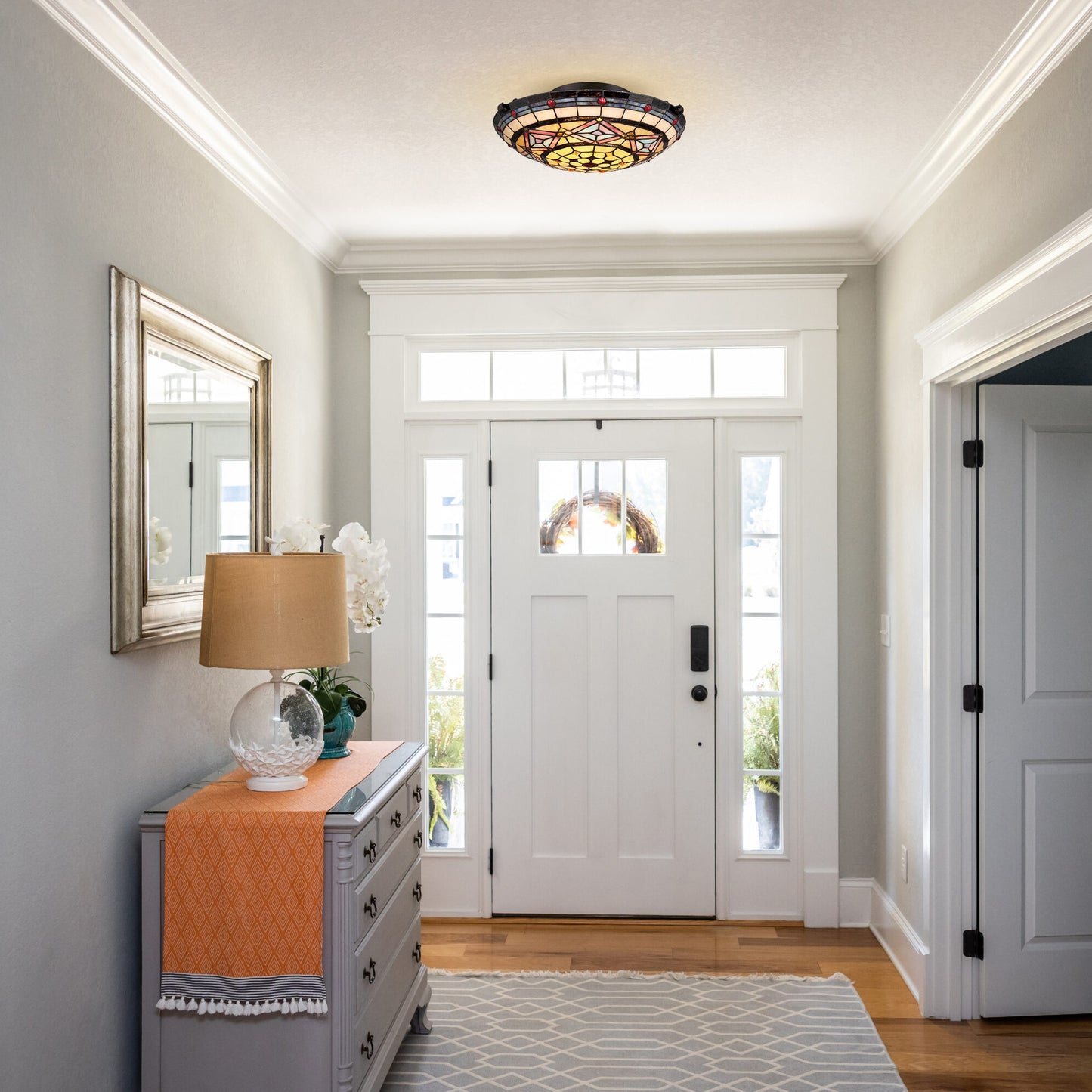 Tiffany Style - Stained Glass Flush Mount Ceiling Light, S1667