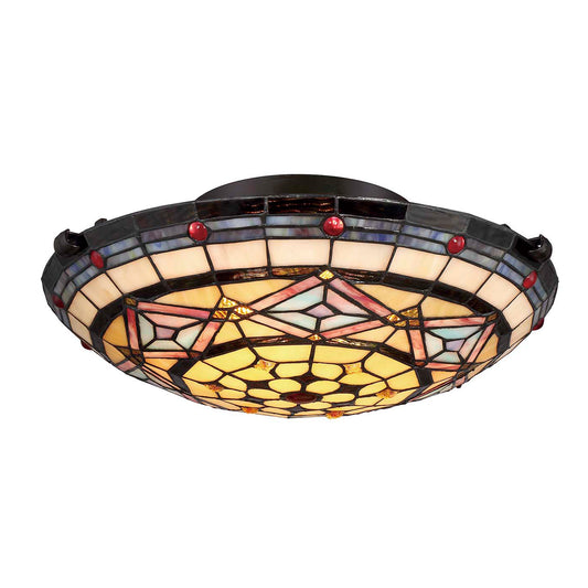 Tiffany Style - Stained Glass Flush Mount Ceiling Light, S1667