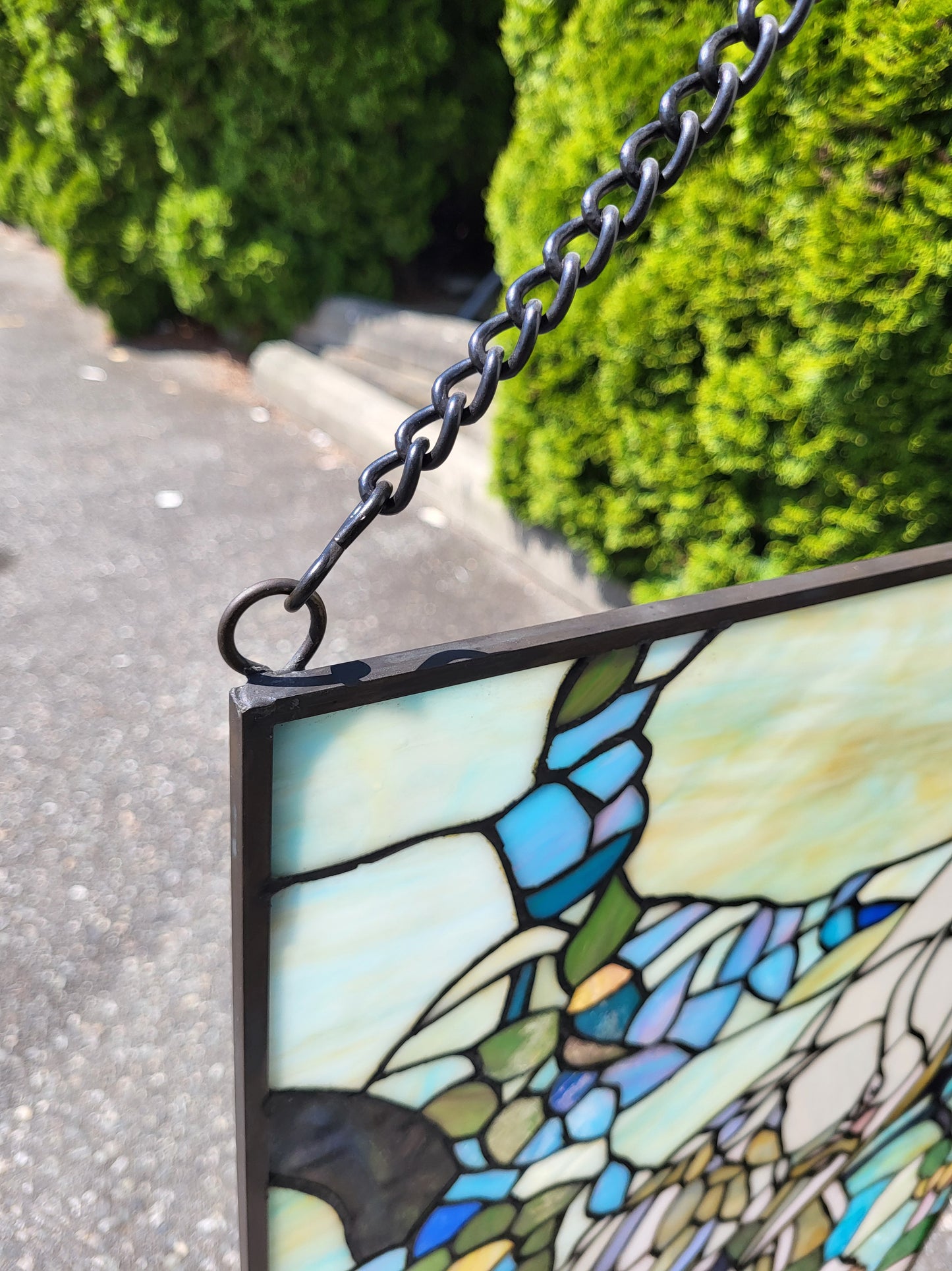 Blue Jay Tiffany-Style Hanging Window Panel, P90
