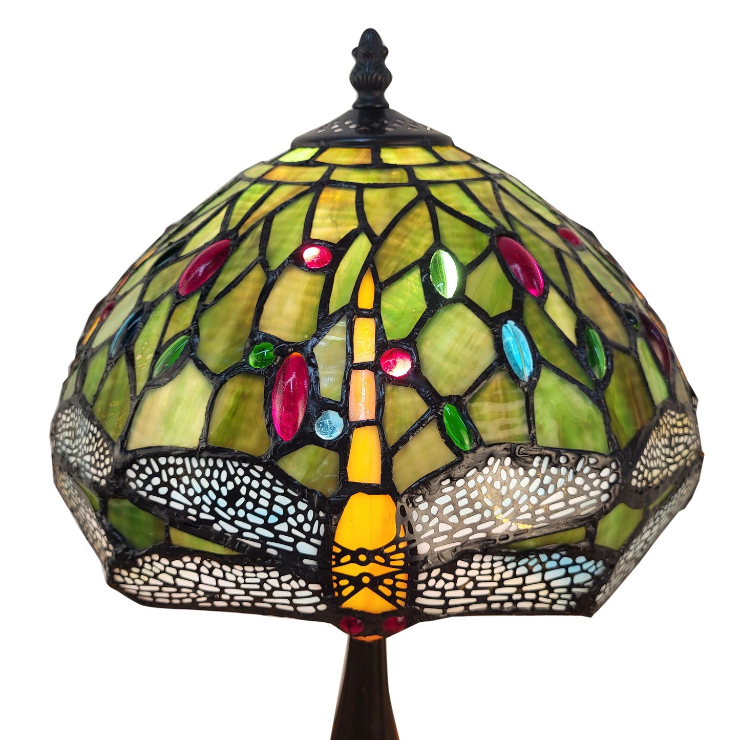 Tiffany Style Dragonfly Table Lam,  Green Stained Glass – T1295