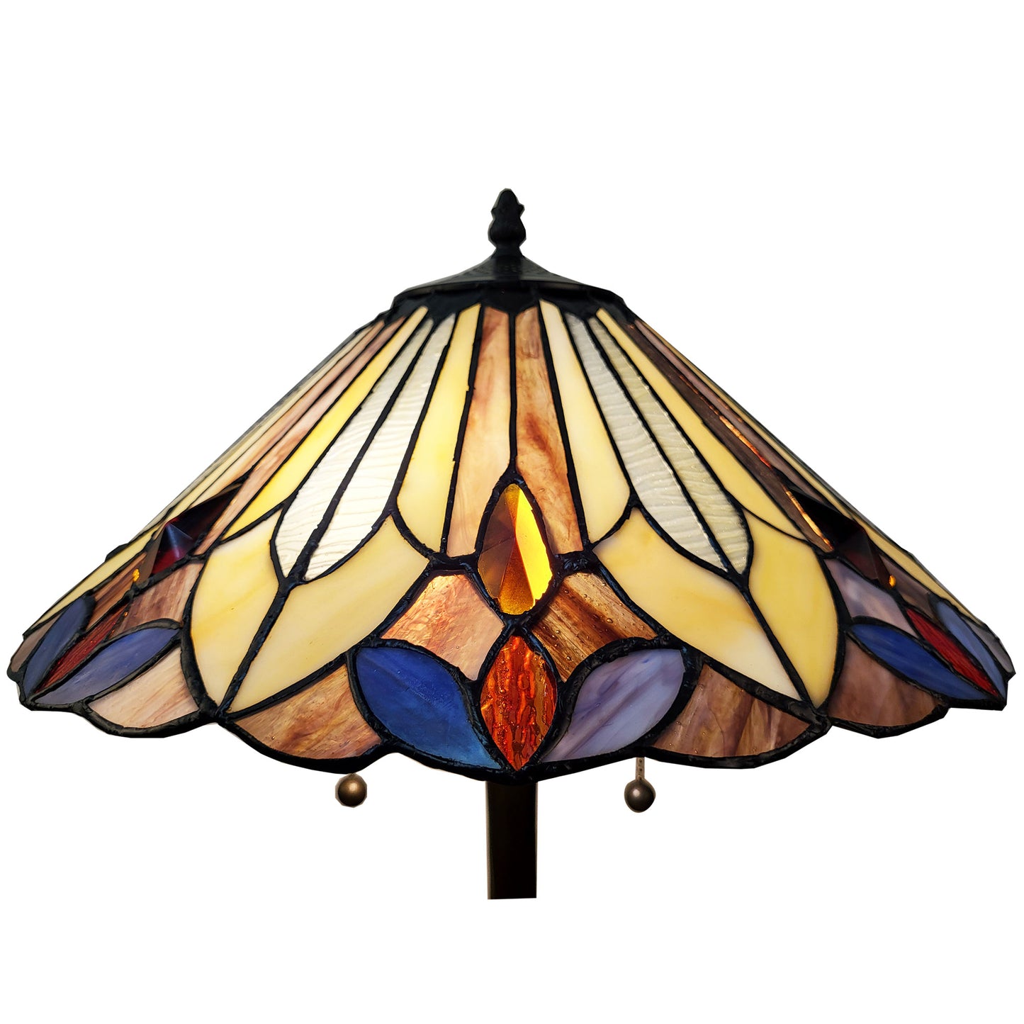 Vintage Stained Glass Table Lamp (16.5" D x 21.5" H) – T1621