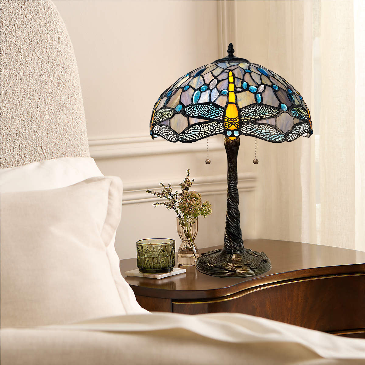 Tiffany Style Dragonfly Table Lamp - Blue  T1694N