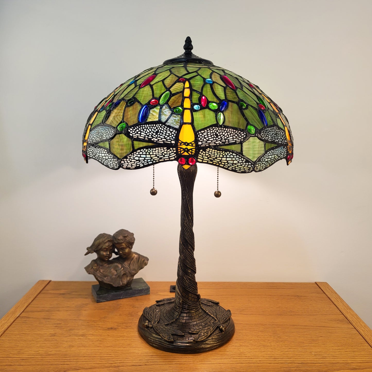 Tiffany Style Dragonfly Table Lamp Green – T1695N