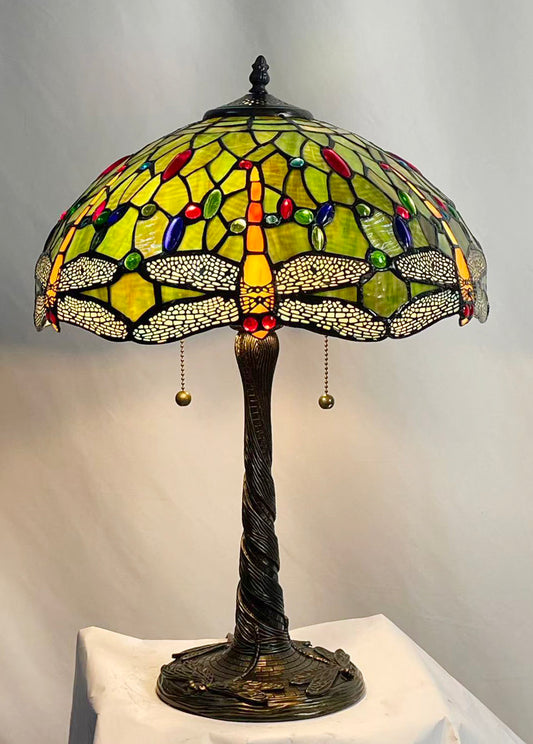 Tiffany Style Dragonfly Table Lamp Green – T1695