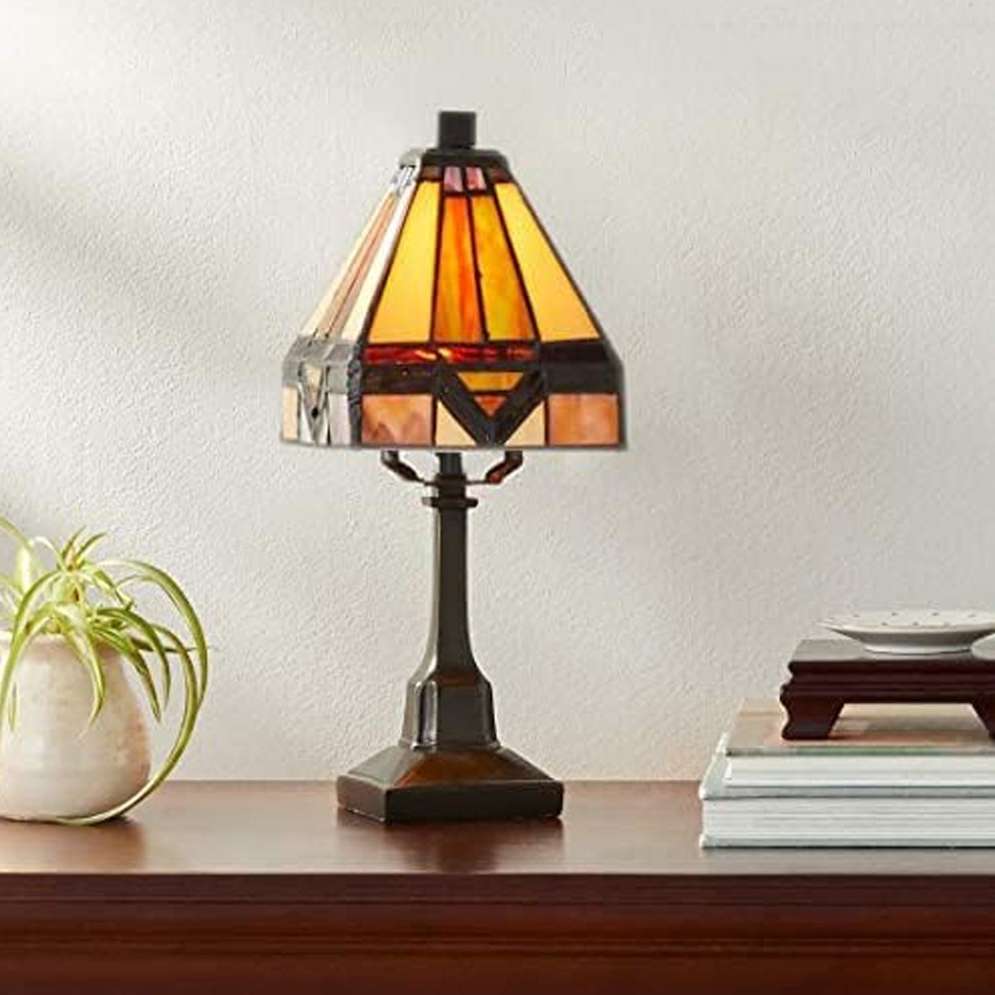 Nouveau Mini Tiffany Style Table Lamp, 84 Glass Cuts, T614