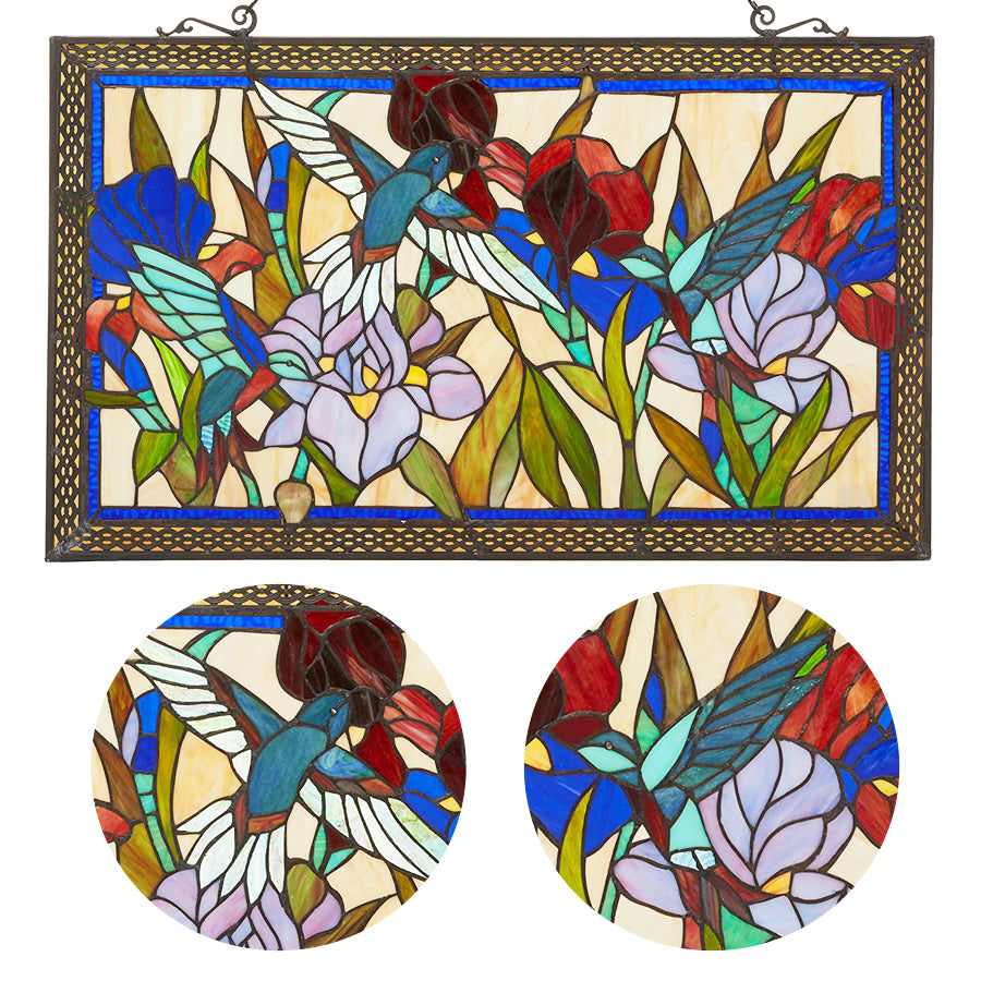 Flight of The Hummingbirds Stained Glass Window Panel, P488