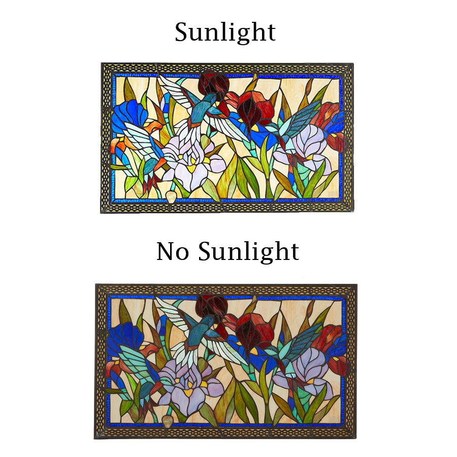 Flight of The Hummingbirds Stained Glass Window Panel, P488